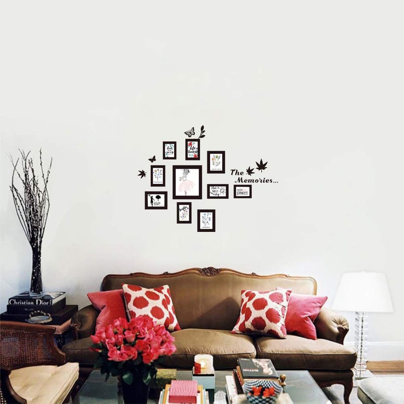thovorrnl 10 Pcs Picture Frames Wall Decal The Memories Vinyl Stickers, Removable Photo Frame Butterflies Leaves Art DIY Sticker Mural for Bedroom Playroom Living Room Office Home Window Door Decoration - Image 4